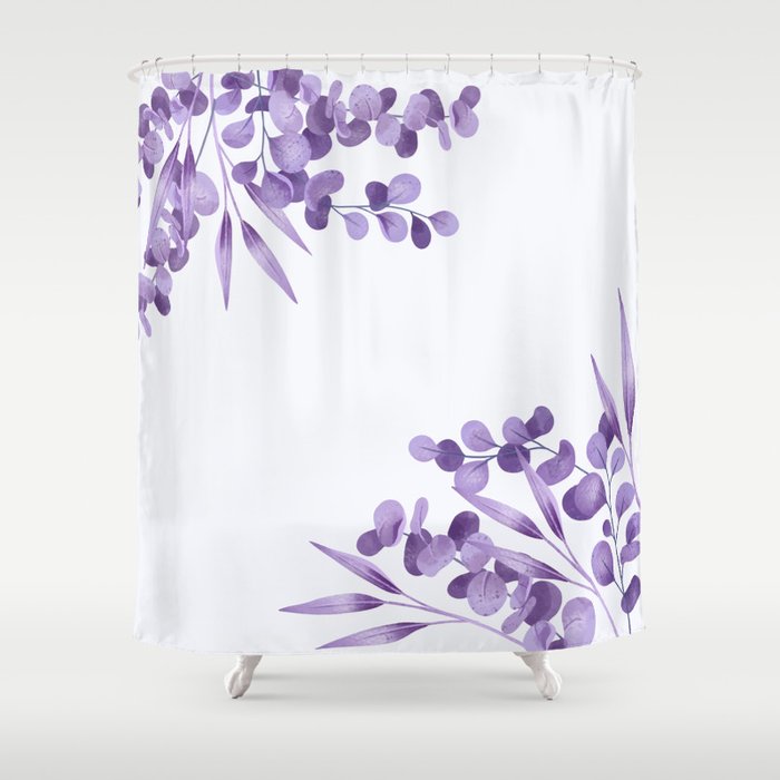 Simple Clean Minimalist Watercolor Leaf Frame Plum Purple Lavender Shower Curtain By The Black Emporium Society6
