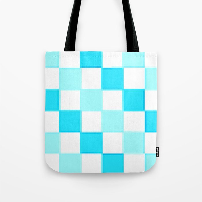 Aqua Turquoise White CheckerboarD Tote Bag