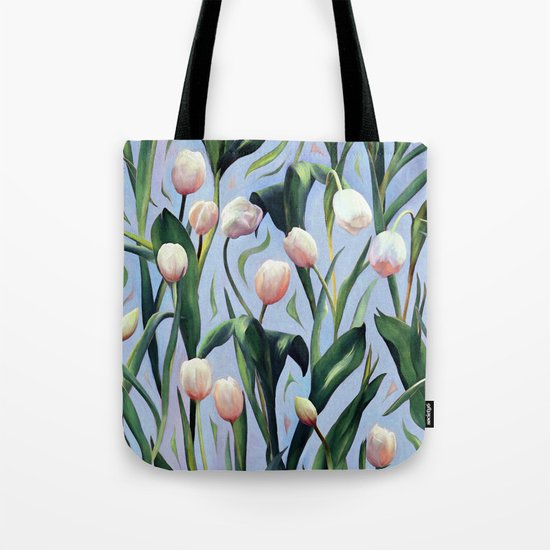 Waiting on the Blooming - a Tulip Pattern Tote Bag