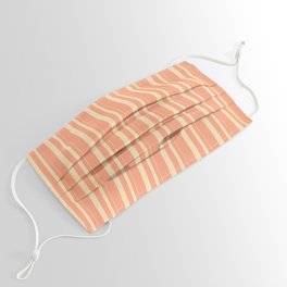 [ Thumbnail: Beige & Light Salmon Colored Pattern of Stripes Face Mask ]