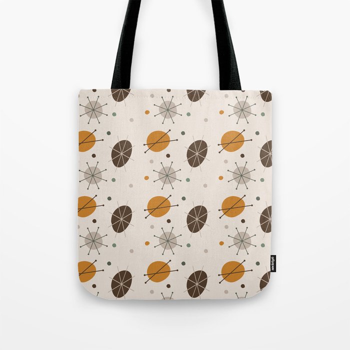 Orange, Brown and Tan Mid Century Abstract Shapes 24 Tote Bag