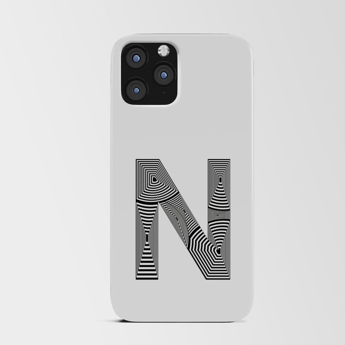 capital letter N in black and white, with lines creating volume effect iPhone Card Case