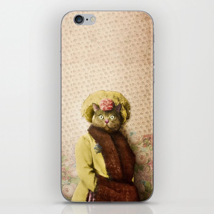 Lady Vanderkat with Roses iPhone Skin