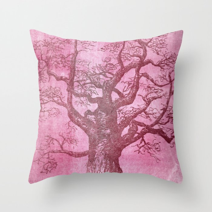 Baobab Tree Litho Throw Pillow
