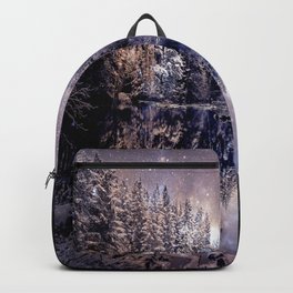 A Cold Winter's Night Neutral Beige Navy Blue Backpack