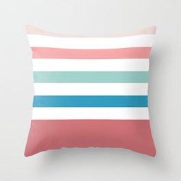 Flamingo, blue and green stripes  Throw Pillow