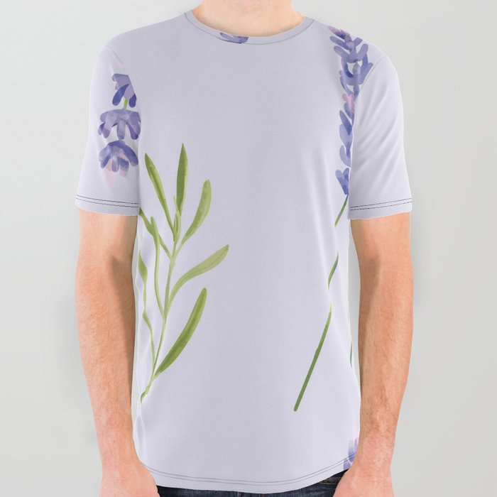Lavender, Flower Purple All Over Graphic Tee