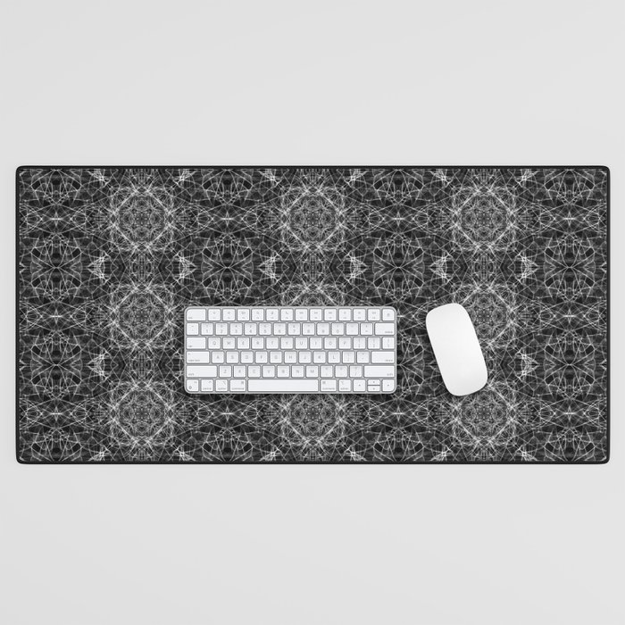 Liquid Light Series 30 ~ Grey Abstract Fractal Pattern Desk Mat