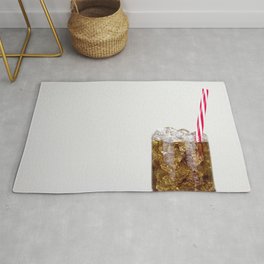 Fizzy Drink With Ice Against a White Background Rug