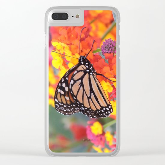 Monarch Feeding on Lantana Clear iPhone Case