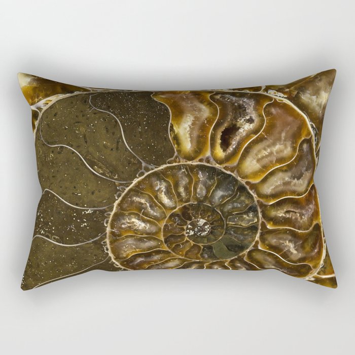 Earth treasures - Brown and yellow ammonite Rectangular Pillow