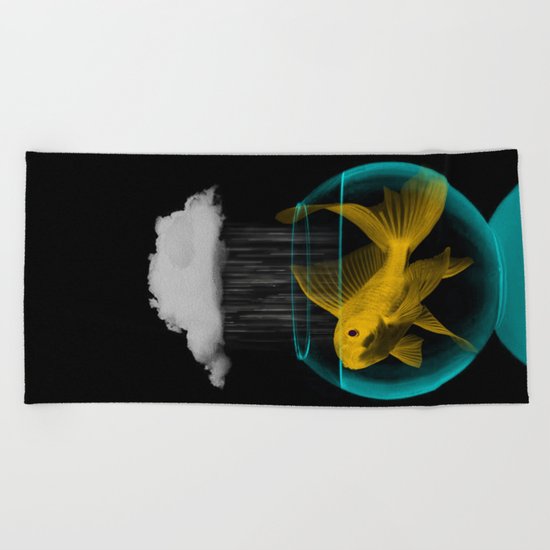 A tight spot in the rain Beach Towel