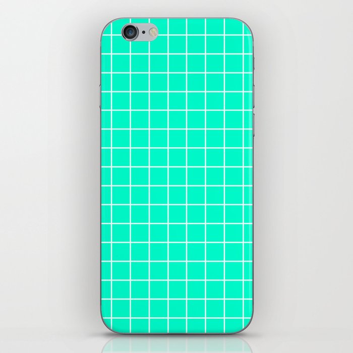 Sea green (Crayola) - heavenly color - White Lines Grid Pattern iPhone Skin
