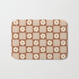 Retro Flower Checker in Brown Bath Mat