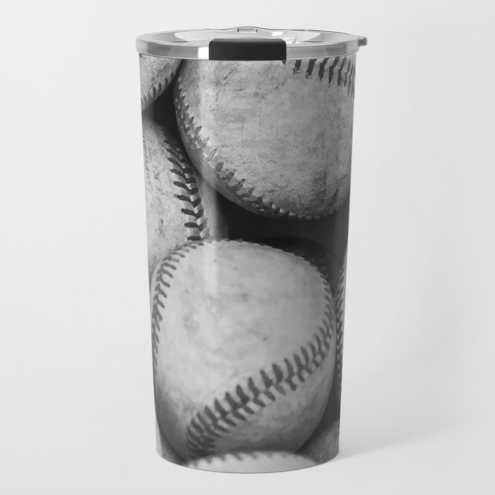 Baseballs Black & White Graphic Illustration Design Travel Mug