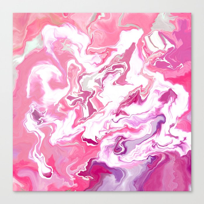 Petals of Femininity - Melted Marble Swirl in Pink Canvas Print