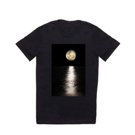 Mesmerizing Night Moon Light Reflection on Sea Photography T Shirt