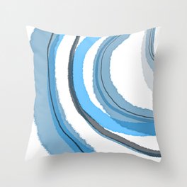 Abstract Sea Waves Light Blue and Grey Minimalist Abstract Watercolor Painting Throw Pillow