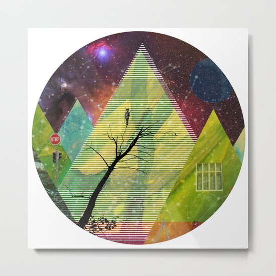 Wonder Wood Dream Forest Pyramids · Crop Circle Metal Print