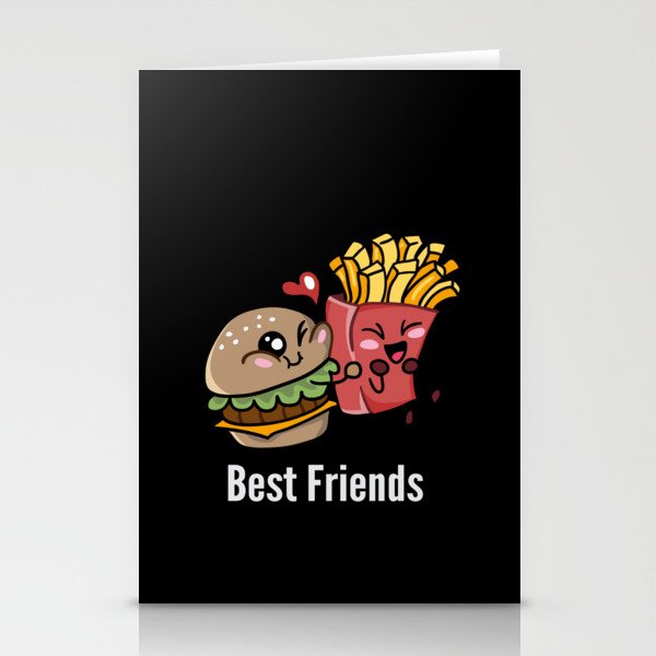Best Friends Funny and Cute Burger and Fries Stationery Cards
