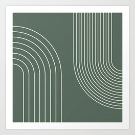 Geometric Lines in Sage Green 5 (Rainbow Abstraction) Art Print