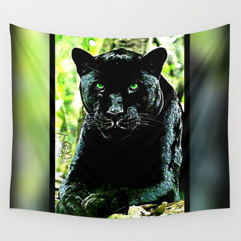 Big Cat Models Green Eyed Black Panther Wall Tapestry By