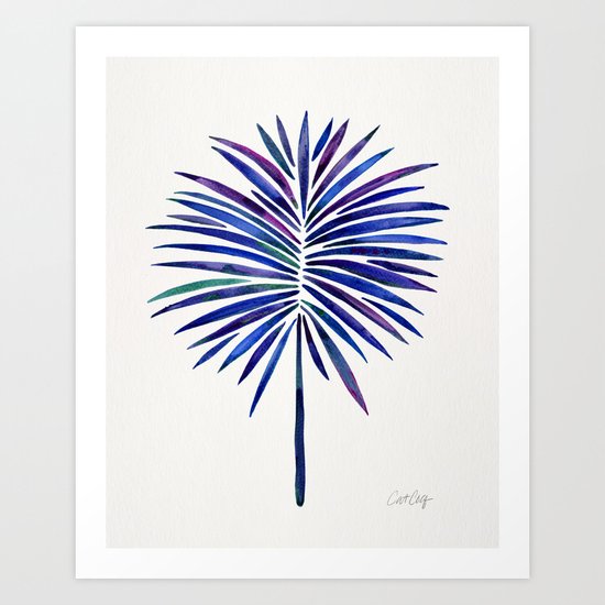 Tropical Fan Palm – Indigo Art Print