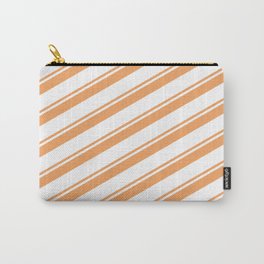 [ Thumbnail: Brown & White Colored Lines/Stripes Pattern Carry-All Pouch ]