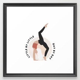 Boho Yoga Wheel Pose, Little By Little Day By Day Framed Art Print