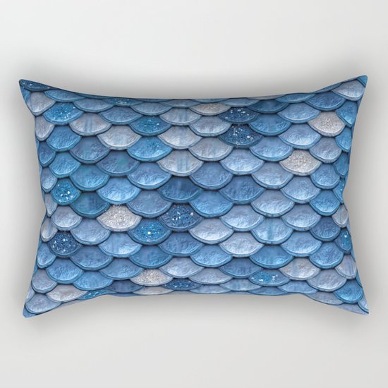 Blue sparkling glitter mermaid scales - Mermaidscales Rectangular Pillow