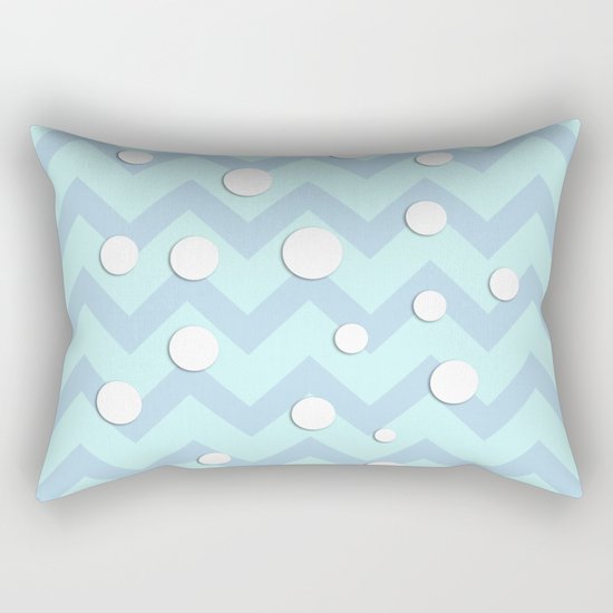 Light blue white Chevron pattern with Snow Circles Rectangular Pillow