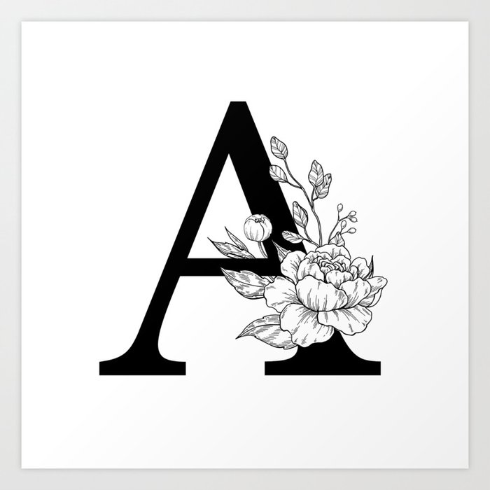 A Botanical Monogram Letter Initial With Peonies Art Print By Epine Society6