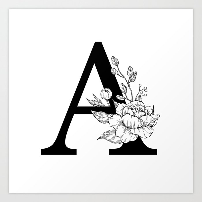 A botanical monogram. Letter initial with peonies Art Print