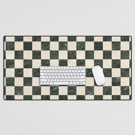 Vintage 64 square checked pattern in B&W marble texture illustration Desk Mat