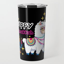 Llamakkah Kawaii Cute Llama Menorah Happy Hanukkah Travel Mug