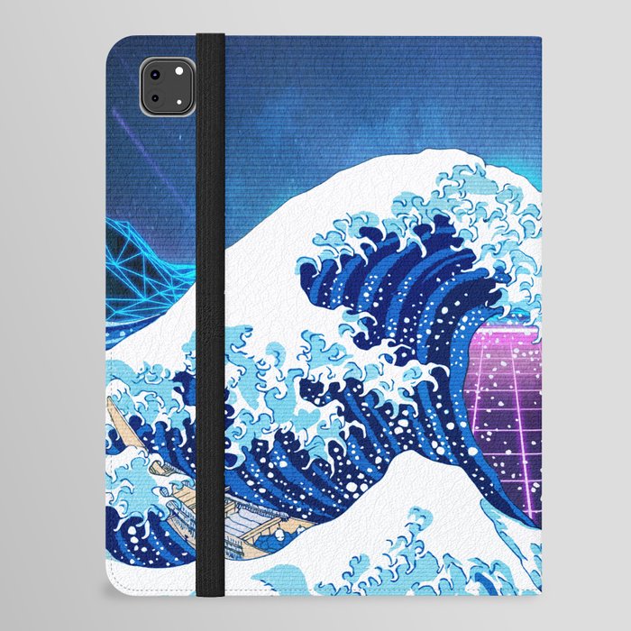 Synthwave Space: The Great Wave off Kanagawa #3 iPad Folio Case