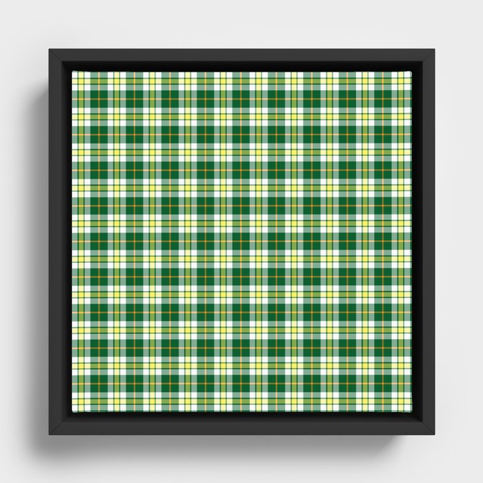 Green and White Plaid Framed Canvas