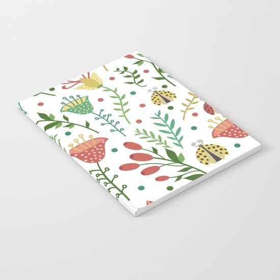Floral pattern with ladybugs Notebook