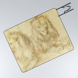 Albrecht Dürer "Two seated lions" Picnic Blanket