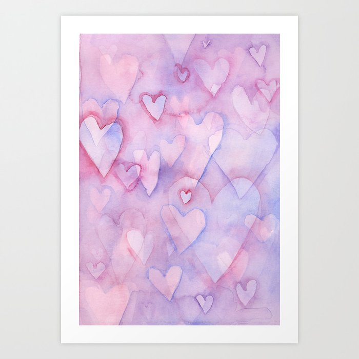 Pink Hearts Pattern Art Print