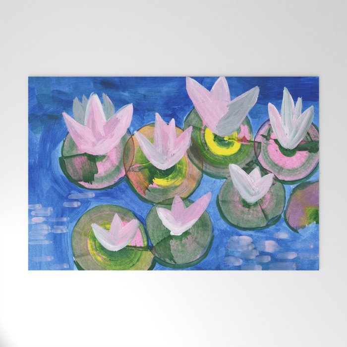 Pink Water Lilies Welcome Mat
