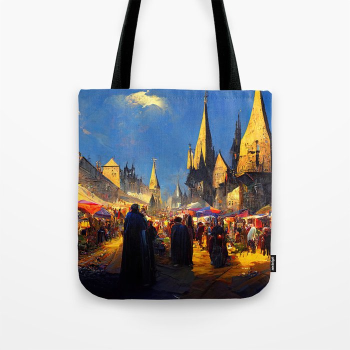 Medieval Fantasy Town Tote Bag