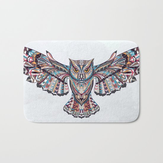 Colorful Ethnic Owl Bath Mat