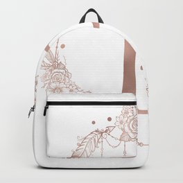Letter P Rose Gold Pink Initial Monogram Backpack