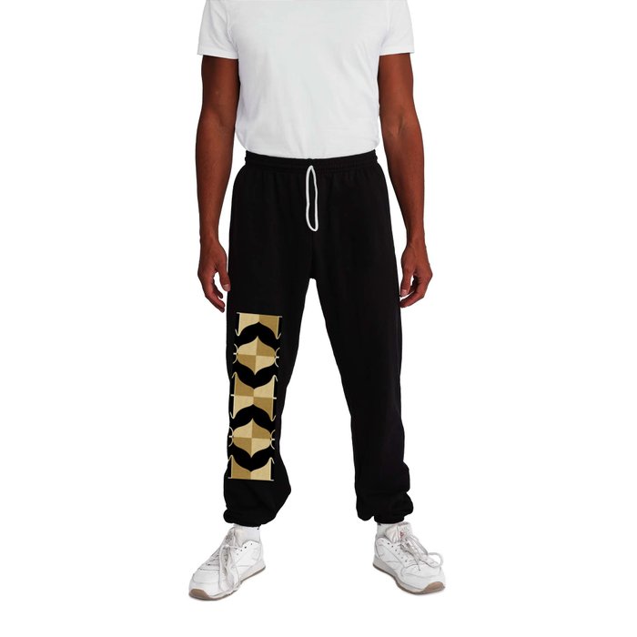 WHALE SONG Midcentury Modern Geometry Gold Ochre Sweatpants