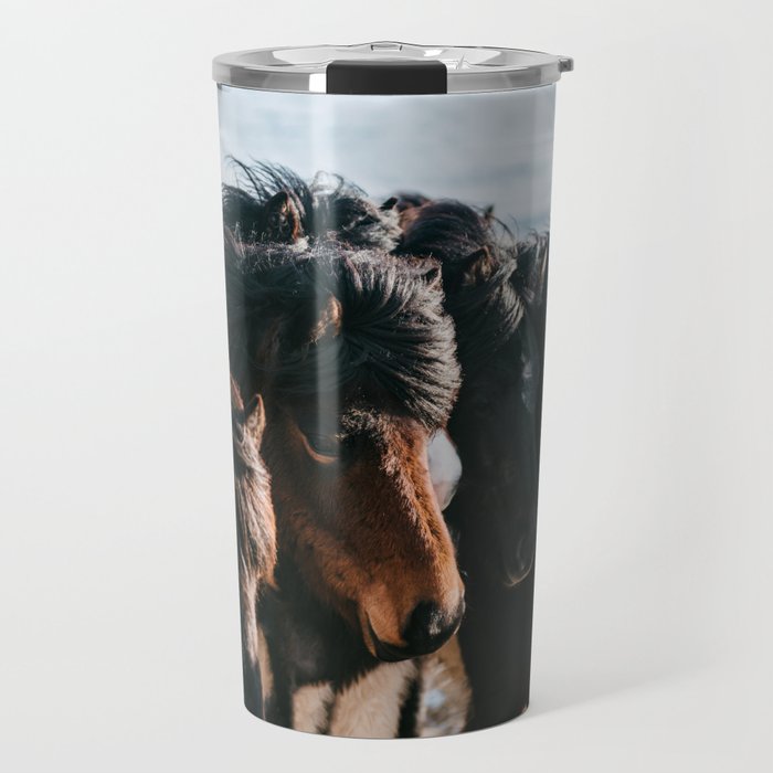 Horses in Iceland - Nature Photography Travel Mug