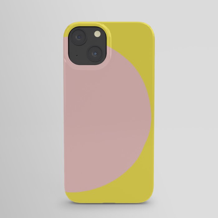 Margo Collection: Minimalist Modern Geometric Pink Circle on Yellow iPhone Case