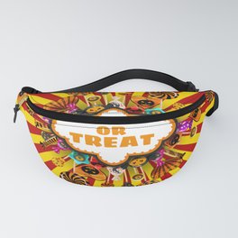 Halloween Trick or Treat Candy and sweets. Autumn october holiday tradition celebration poster. Vintage illustration isolated Fanny Pack