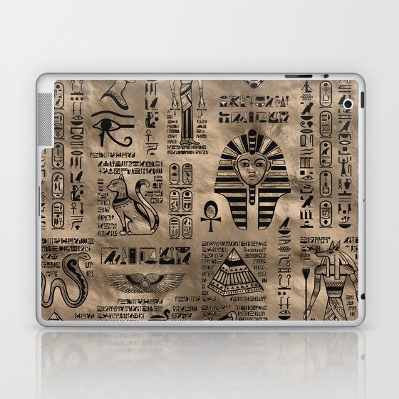 Egyptian hieroglyphs and deities - Luxury Gold Laptop & iPad Skin