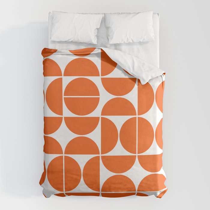 Mid Century Modern Geometric 04 Orange Bettbezug